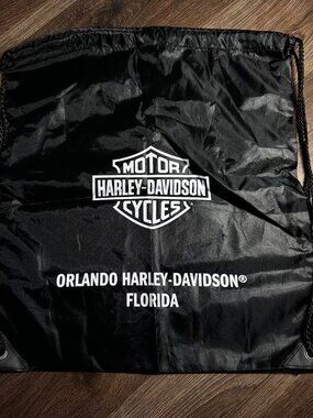 HARLEY DAVIDSON BLACK ORLANDO FLORIDA DRAWSTRING BAG
